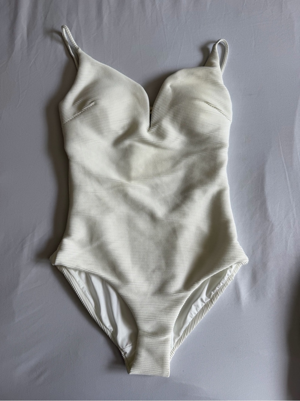 NWOT Onia "Gloria" White Ribbed Open Back One Piece Swimsuit